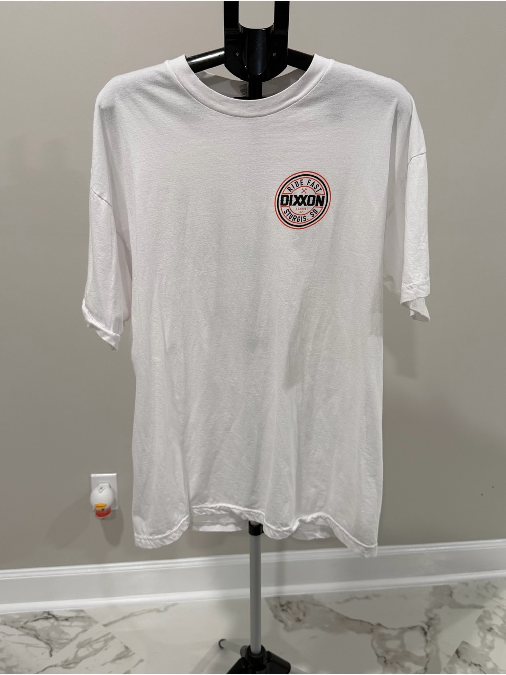 Luxe White Short-Sleeve Logo Tee with Small Chest Emblem